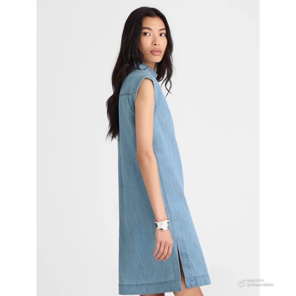 Madewell Denim Tunic Dress in Kelleyville Wash Size Medium NWT Blue Jean Dress - Picture 10 of 17